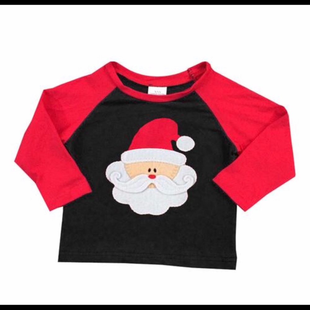 Santa Shirt Black Red Raglan